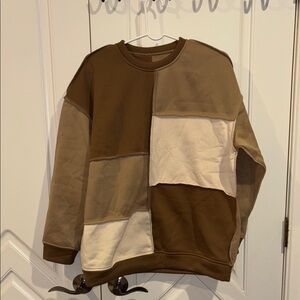 Patchwork Brown and Cream Sweatshirt